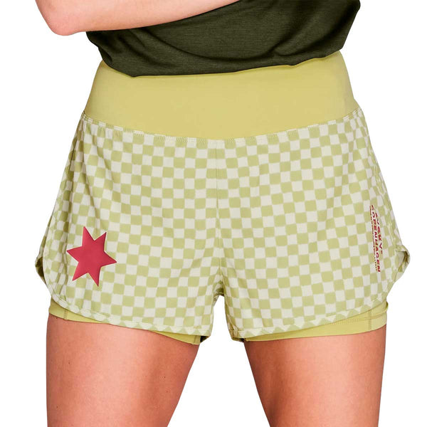 Short Deportivo Saysky Checker 2 in 1 Pace Shorts 3'' Verde Multi Mujer