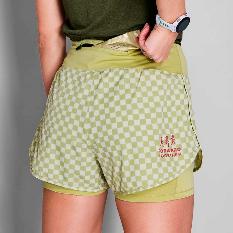 Short Deportivo Saysky Checker 2 in 1 Pace Shorts 3'' Verde Multi Mujer