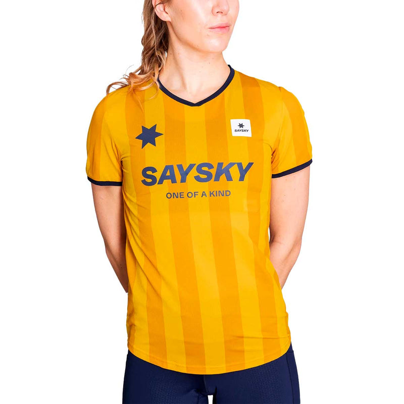 Playera Deportiva Saysky Stripe Combat T-Shirt Amarillo Mujer