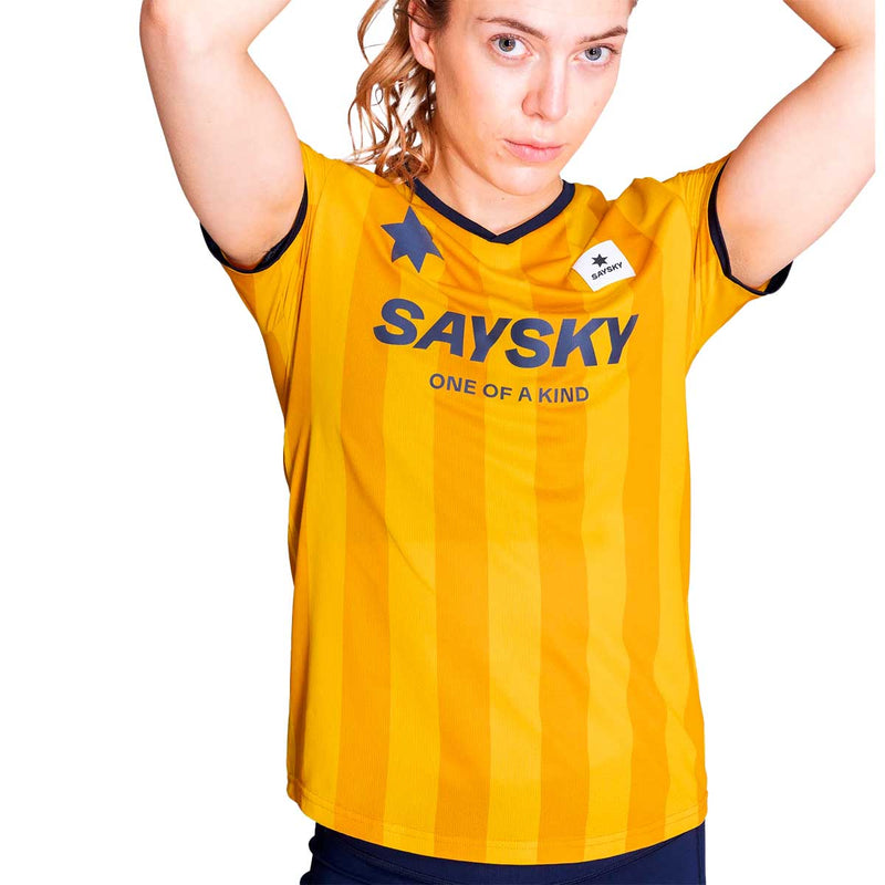 Playera Deportiva Saysky Stripe Combat T-Shirt Amarillo Mujer