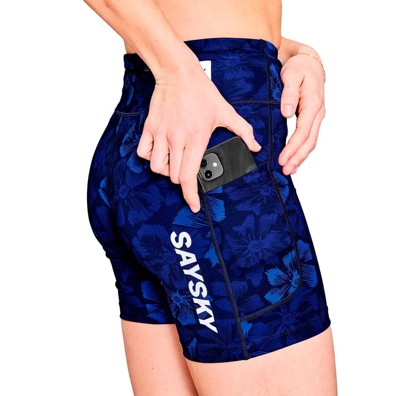 Short Deportivo Saysky Flower Combat+ Short Tights 7" Azul Mujer