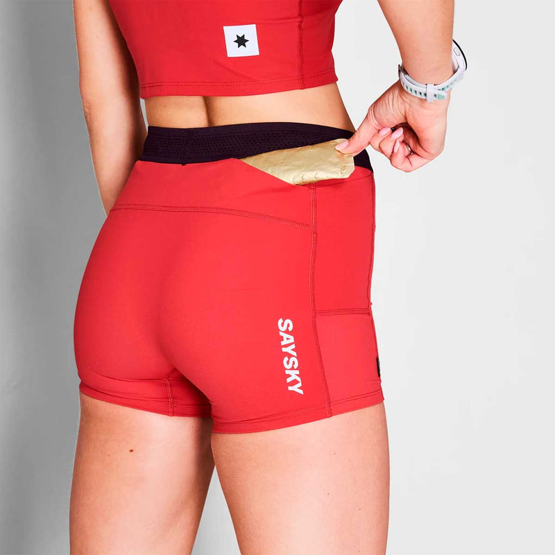 Short Deportivo Saysky Flow+ Race Short Tights 4" Rojo Mujer