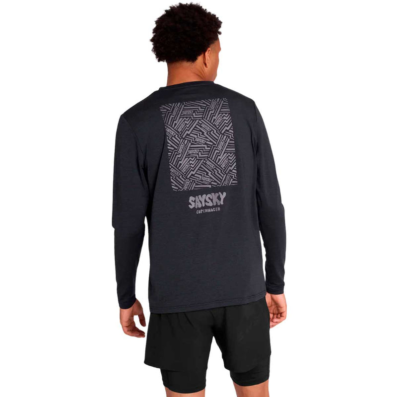 Playera Saysky Logo Pace Long Sleeve Reflective Negra Hombre