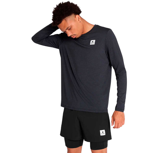 Playera Saysky Logo Pace Long Sleeve Reflective Negra Hombre