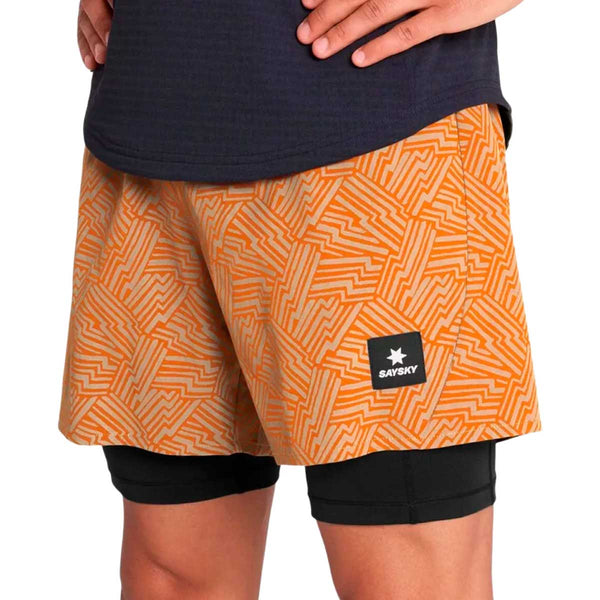 Short Deportivo Saysky 2 in 1 Pace Shorts 5'' Reflective Naranja Hombre