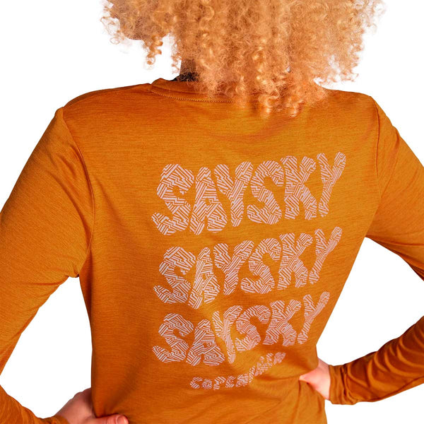 Playera Saysky Logo Pace Long Sleeve Reflective Naranja Mujer