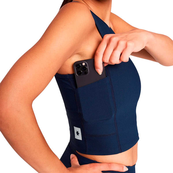 Top Deportiva Saysky Combat Rib Crop Top Navy Mujer
