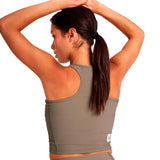 Top Deportiva Saysky Combat Rib Crop Top Café Mujer
