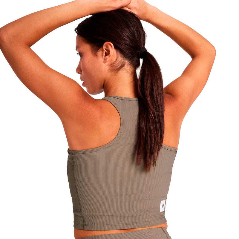 Top Deportiva Saysky Combat Rib Crop Top Café Mujer