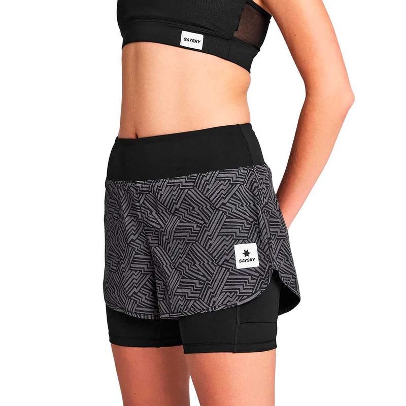 Short Deportivo Saysky 2 in 1 Pace Shorts 3'' Reflective Negro Mujer