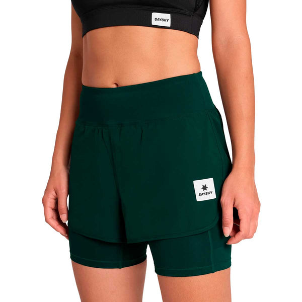 Short Deportivo Saysky Pace 2 in 1 3'' Verde Mujer