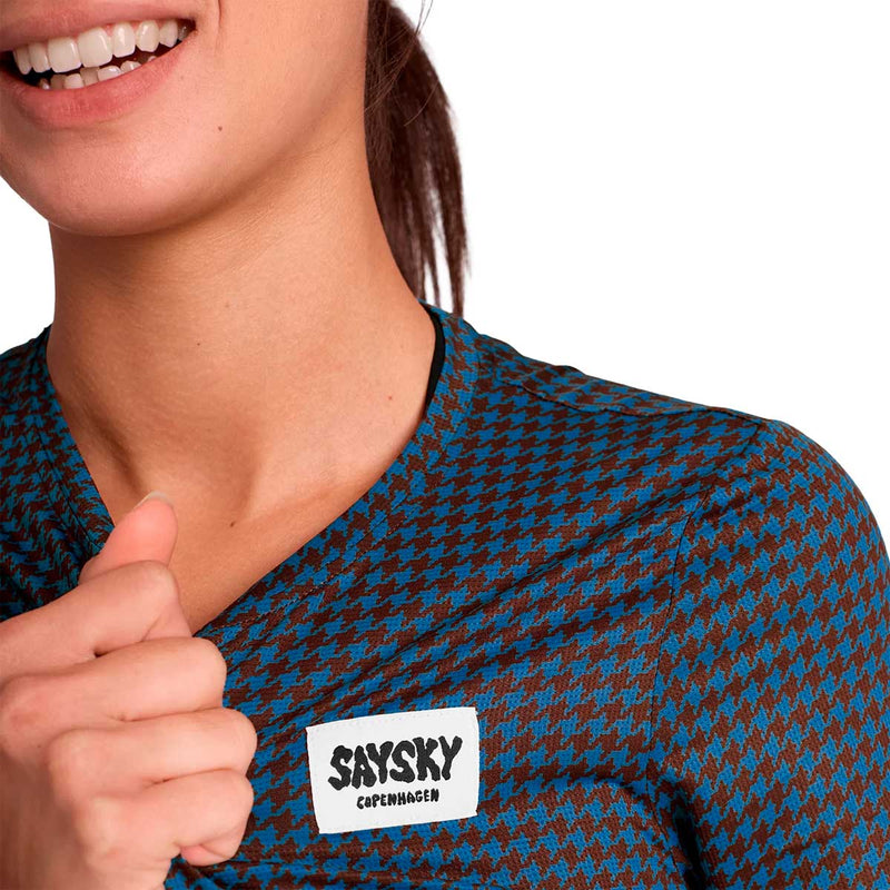 Playera Deportiva Saysky Houndstooth Combat T-Shirt Azul Logo Multi