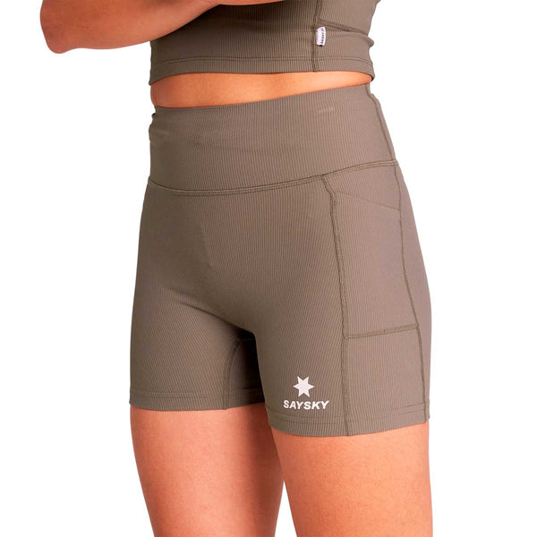 Short Deportivo Saysky Combat+ Rib Short Tights 4" Café Mujer