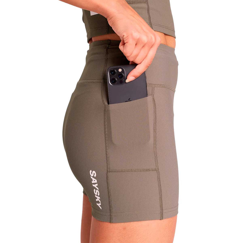 Short Deportivo Saysky Combat+ Rib Short Tights 4" Café Mujer