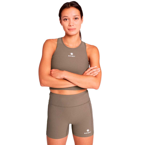 Short Deportivo Saysky Combat+ Rib Short Tights 4" Café Mujer