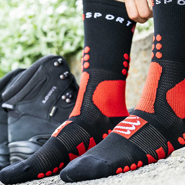 Calceta Deportiva Compressport Hiking Socks Black Red