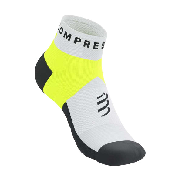 Calceta Compressport Ultra Trail Low Socks White Safe Yellow