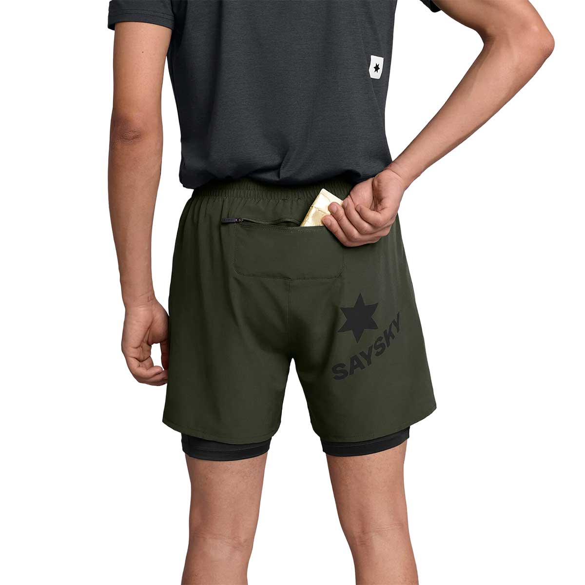 Short Deportivo Saysky 2 in 1 Pace 5'' Verde Oscuro Hombre