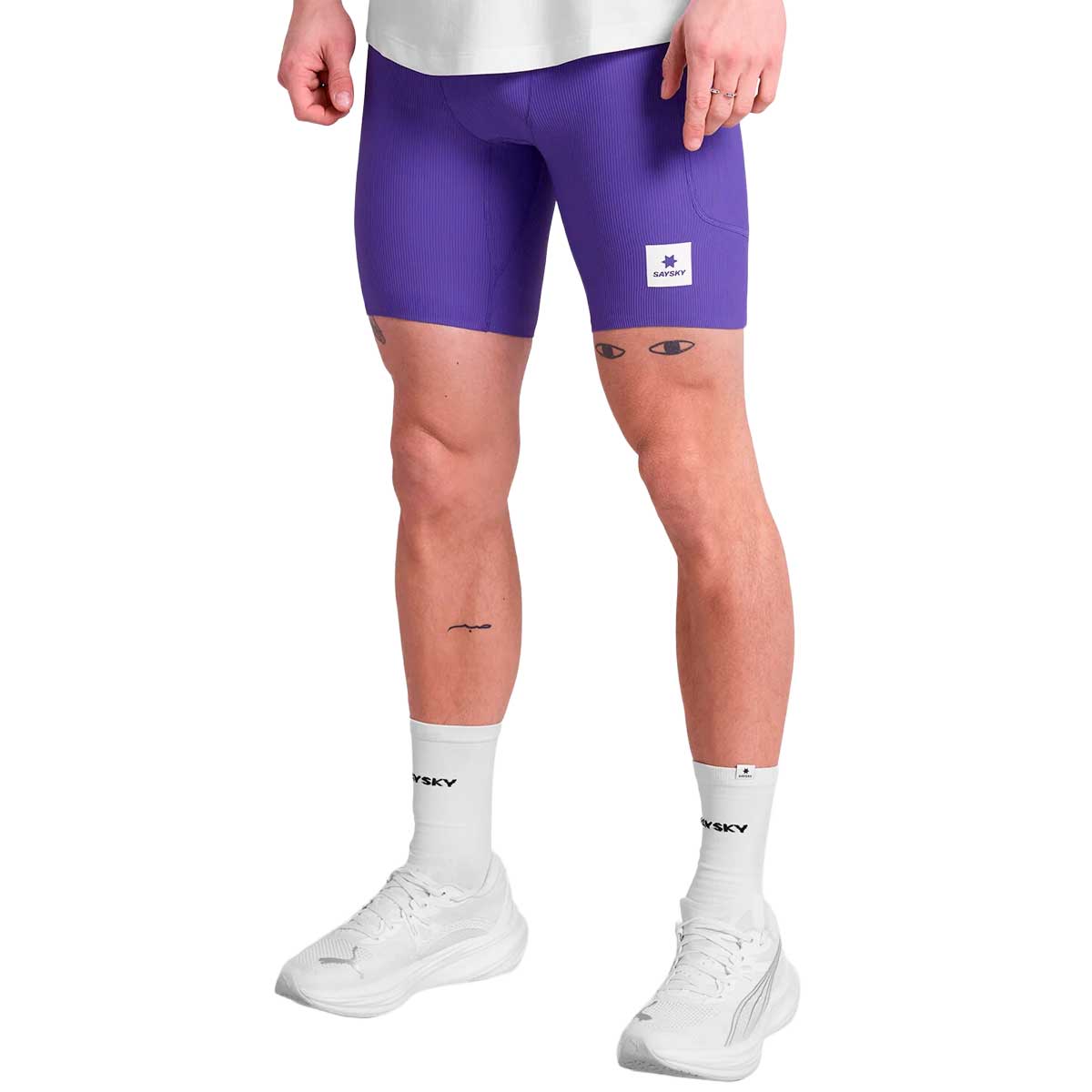 Short Deportivo Saysky Combat+ Rib Tights 8'' Morado Hombre