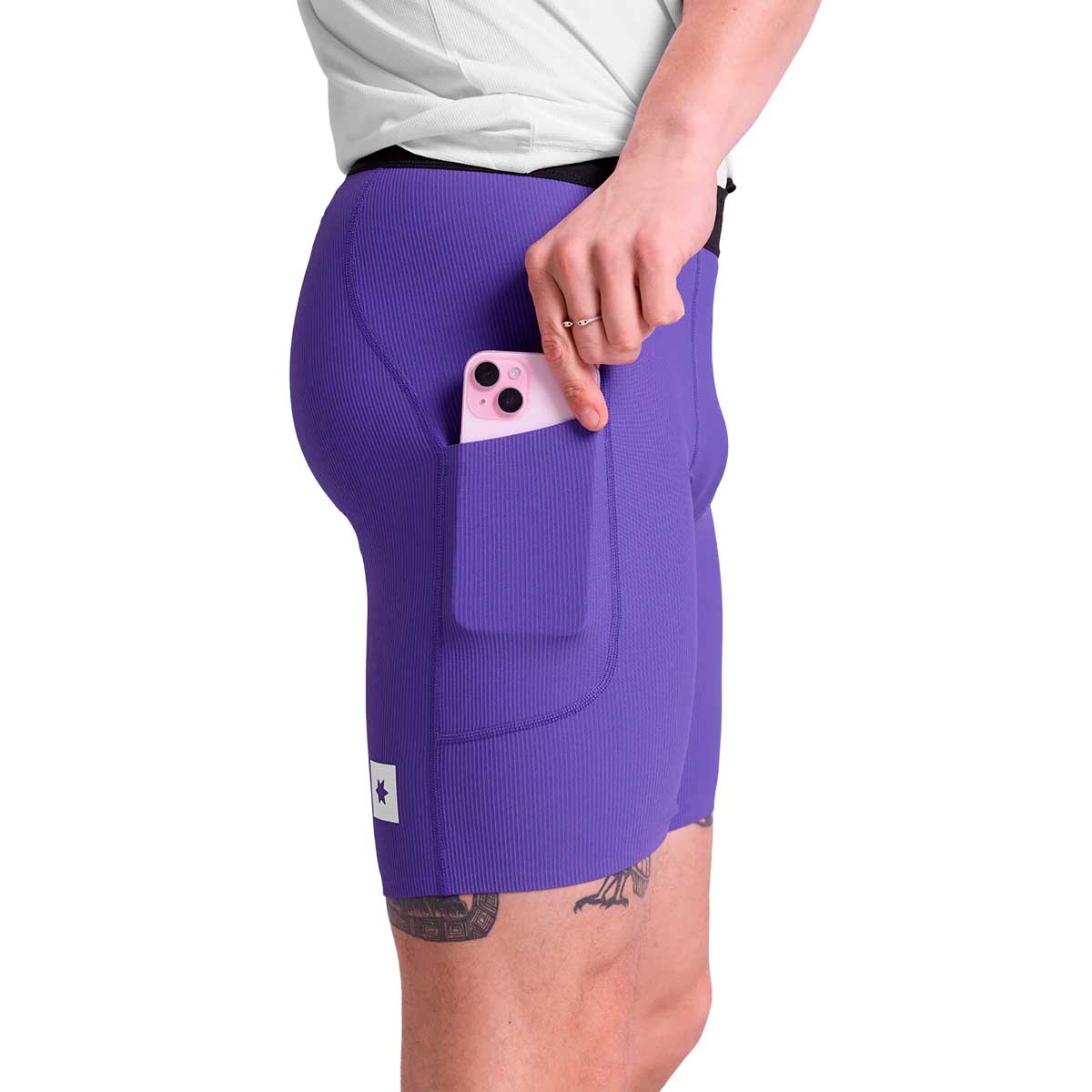 Short Deportivo Saysky Combat+ Rib Tights 8'' Morado Hombre