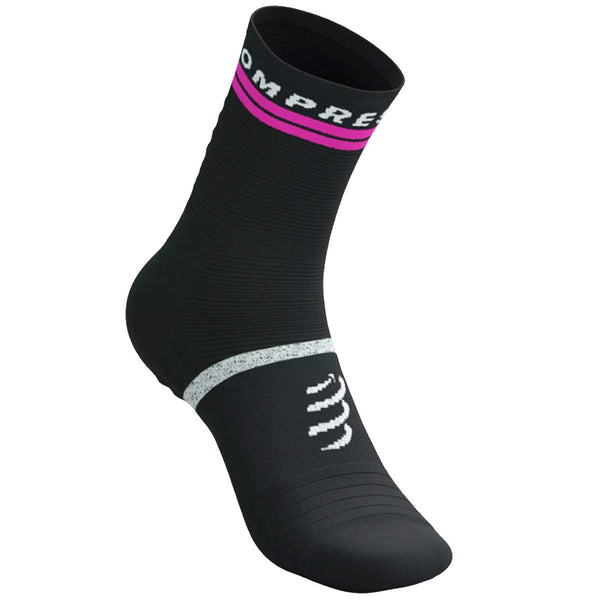 Calceta Compressport Pro Marathon Socks V2.0 High Neo Yellow Pink