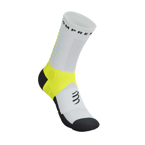 Calceta Compressport Ultra Trail Socks V2.0 White Safe Yellow