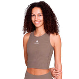 Top Deportivo Saysky Combat Rib Crop Top Café Claro Mujer