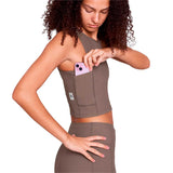 Top Deportivo Saysky Combat Rib Crop Top Café Claro Mujer