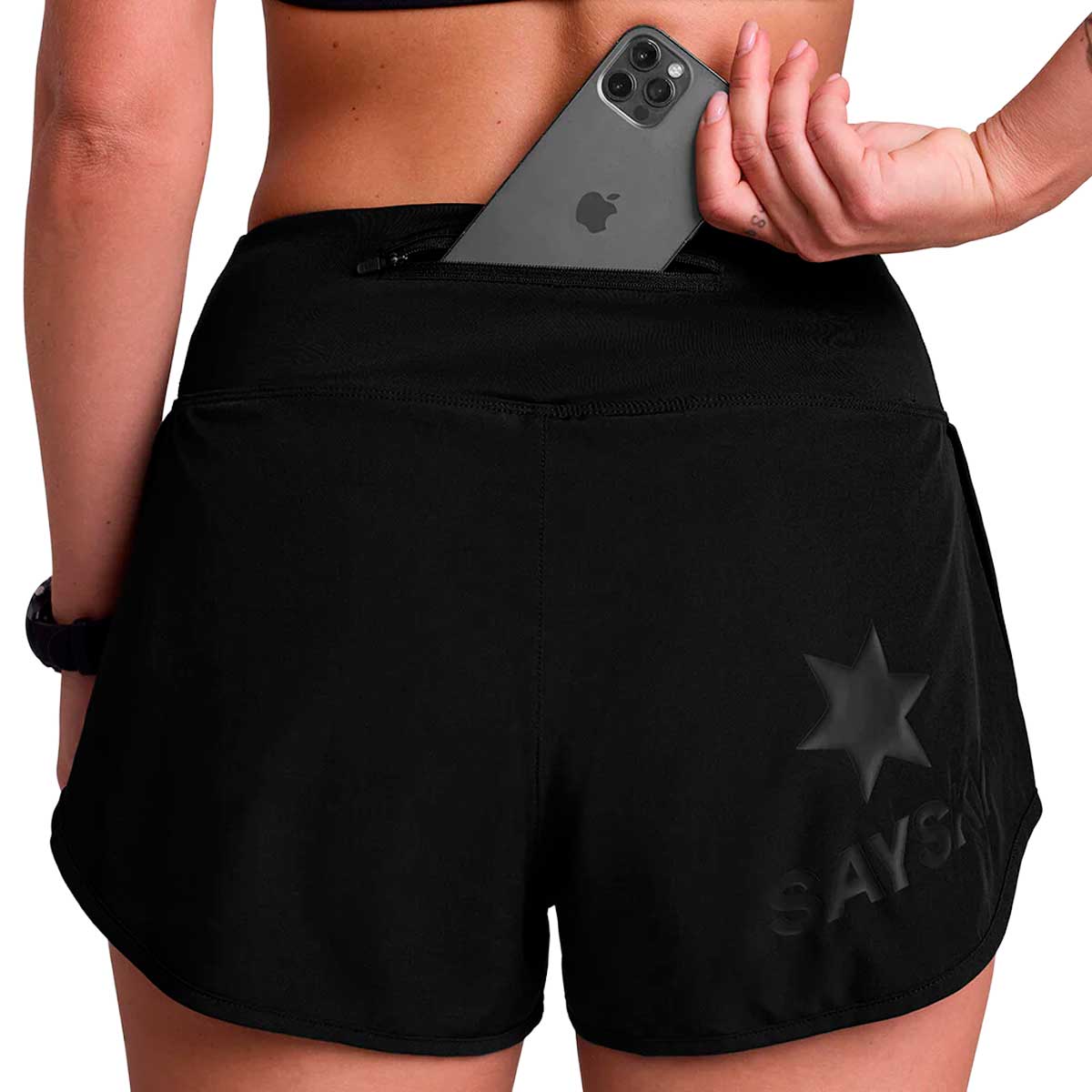 Short Deportivo Saysky Pace Shorts 3" All Black Mujer