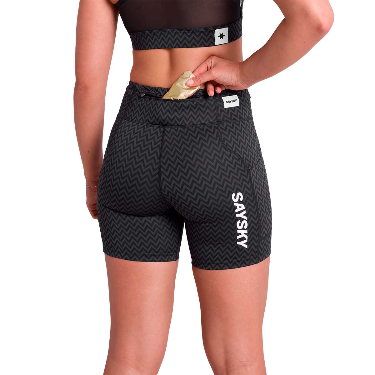 Short Deportivo Saysky Zig Zag Combat+ Tights 7" Negro Mujer
