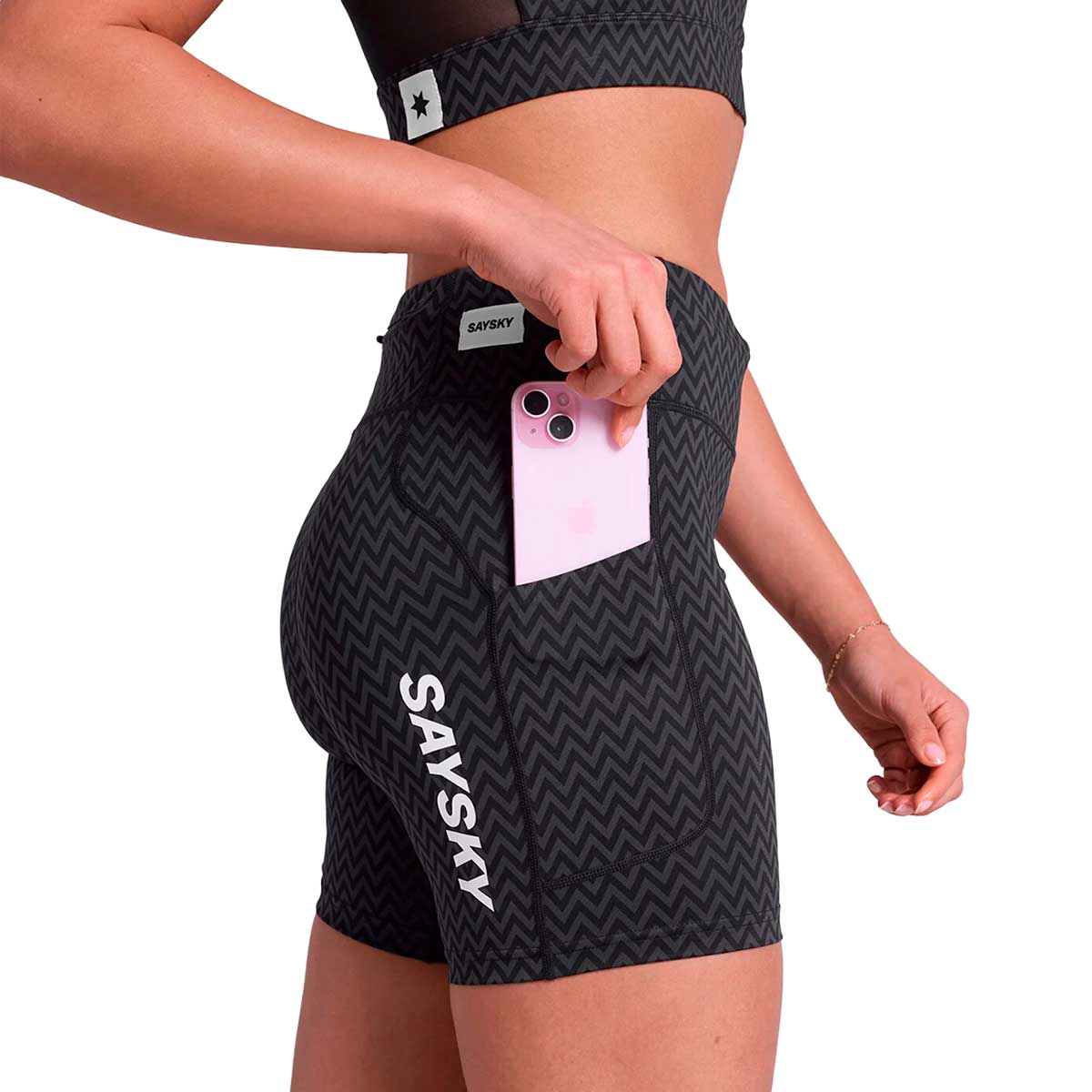 Short Deportivo Saysky Zig Zag Combat+ Tights 7" Negro Mujer