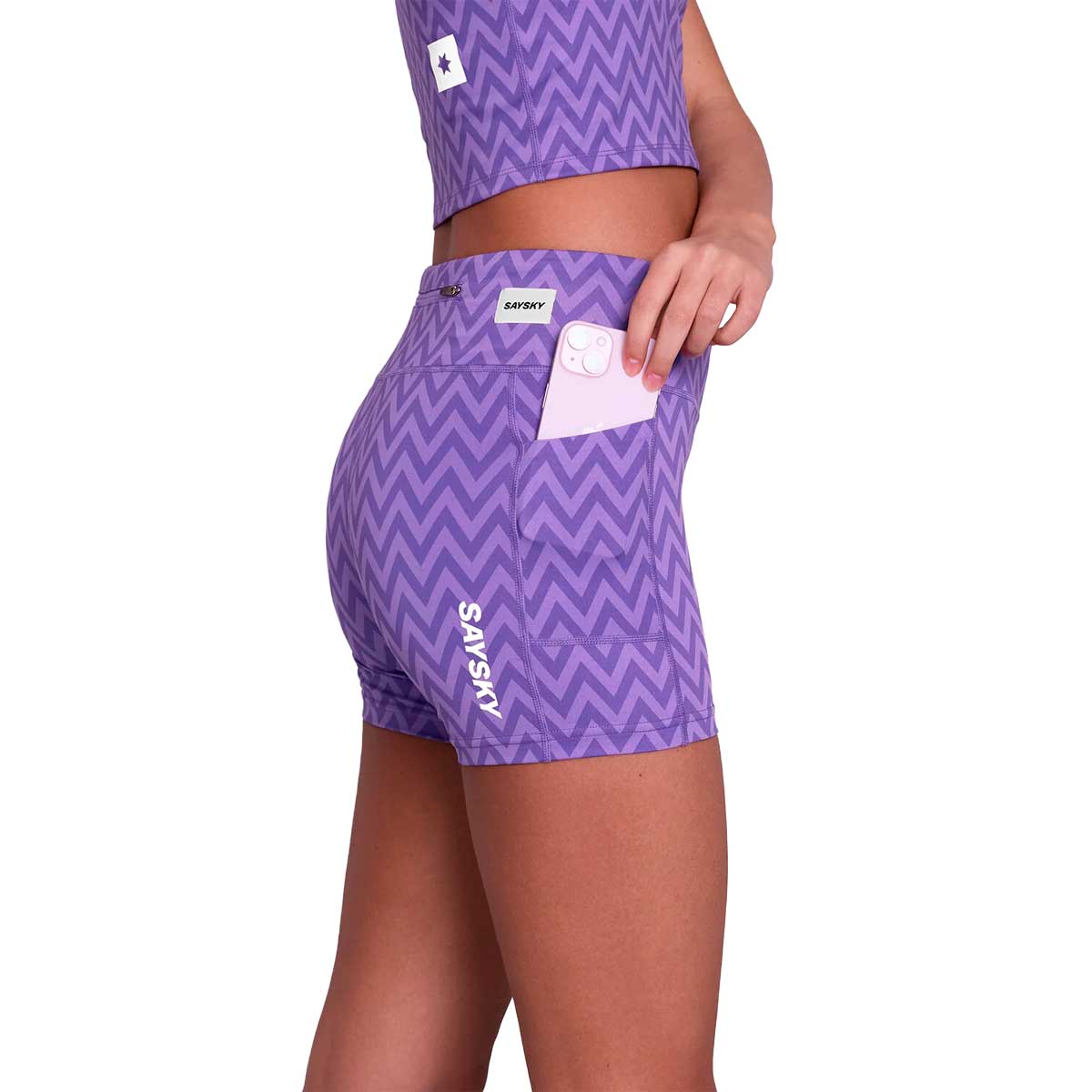 Short Deportivo Saysky Zig Zag Combat+ Tights 4" Morado Mujer