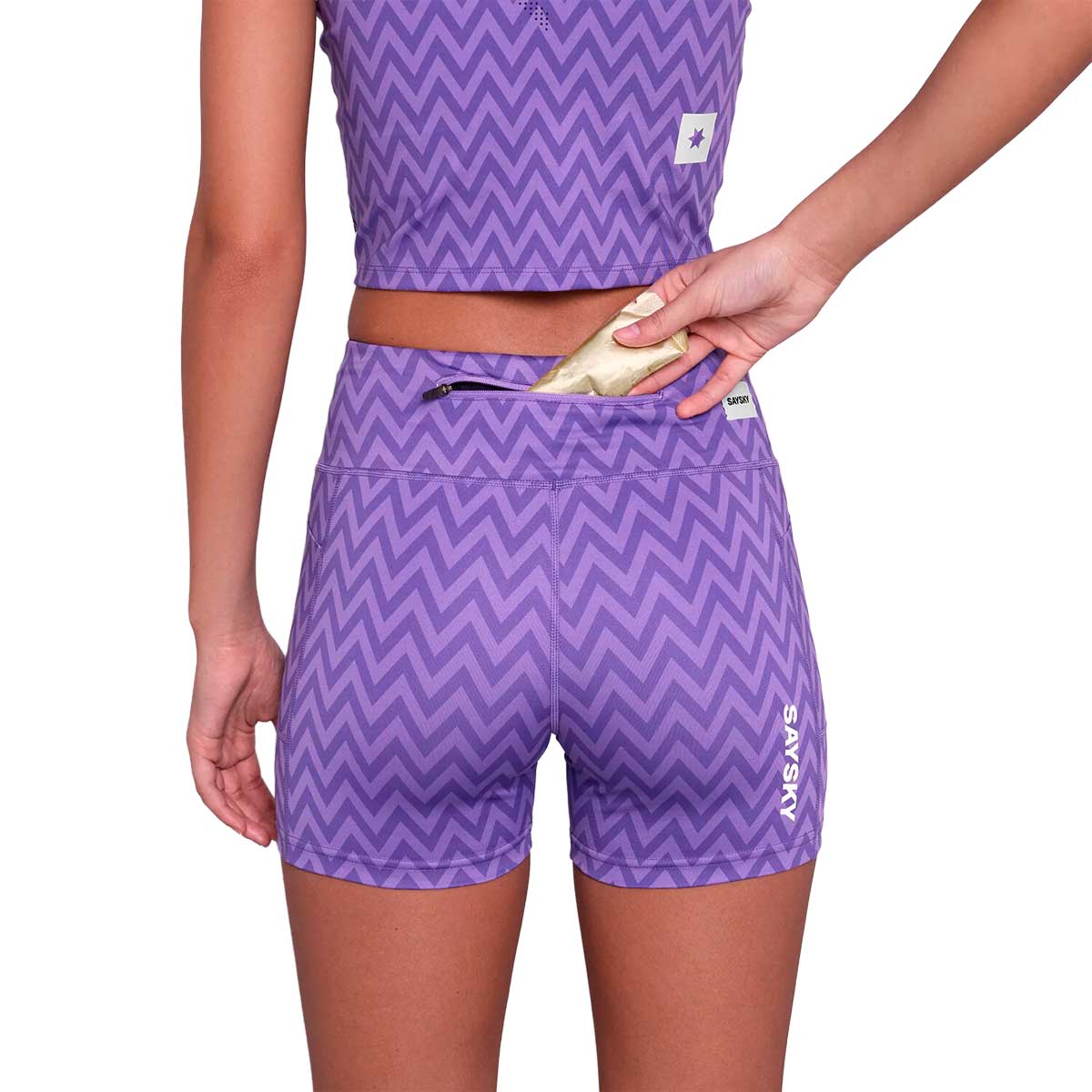 Short Deportivo Saysky Zig Zag Combat+ Tights 4" Morado Mujer