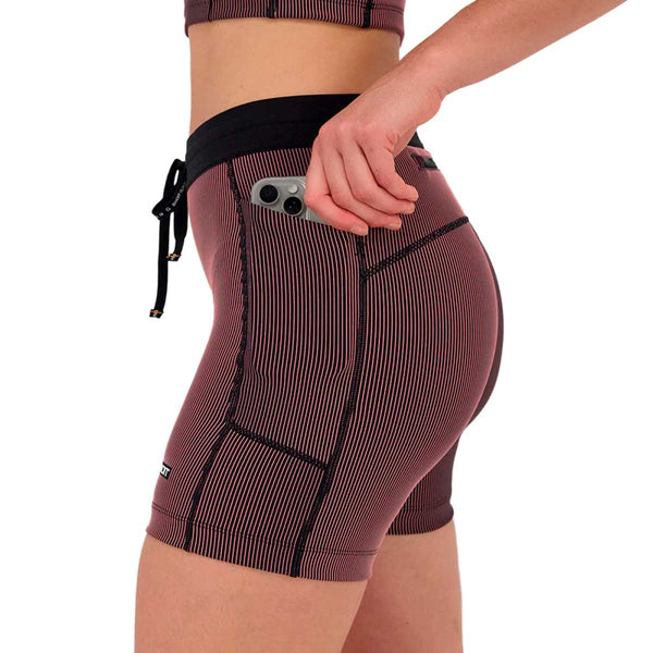 Short Bandit Striped Cadence™ 5" Compression Black Mauve Mujer