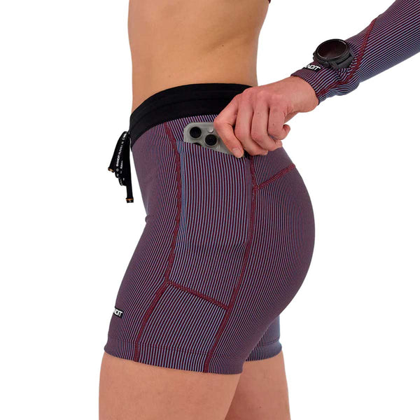 Short Bandit Striped Cadence™ 5" Compression Fig Vintage Blue Mujer