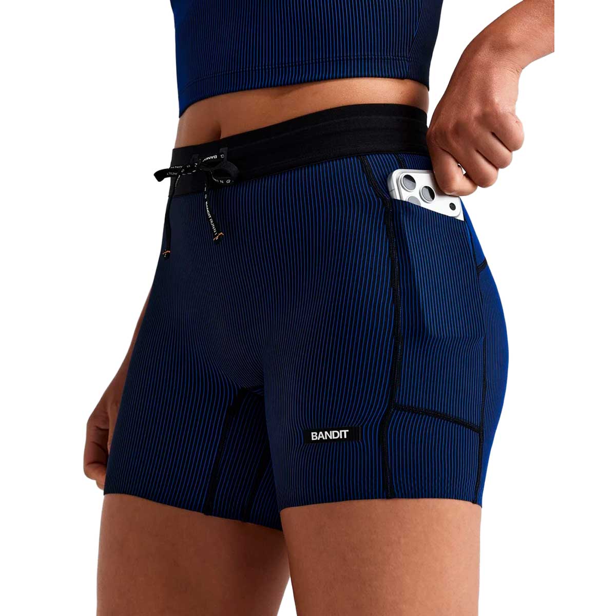Short Bandit Striped Cadence™ 5" Compression Bauhaus Blue Mujer