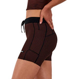 Short Bandit Striped Cadence™ 5" Compression Cacao Mujer