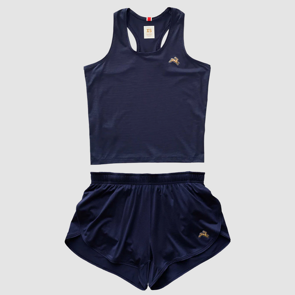 Conjunto Tracksmith Crop Tank Twilight and Short navy de mujer