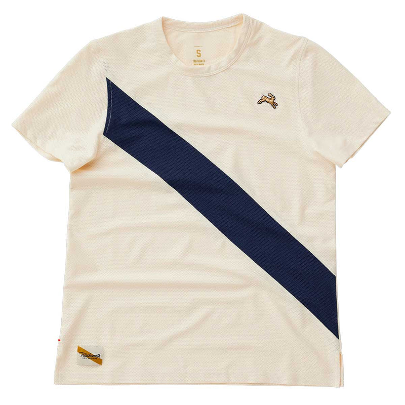 Playera Deportiva Tracksmith Van Cortlandt Tee Ivory Navy Mujer