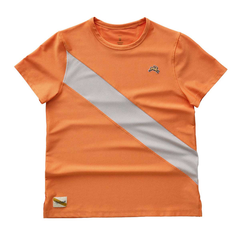 Playera Deportiva Tracksmith Van Cortlandt Tee Coral Gold Mujer