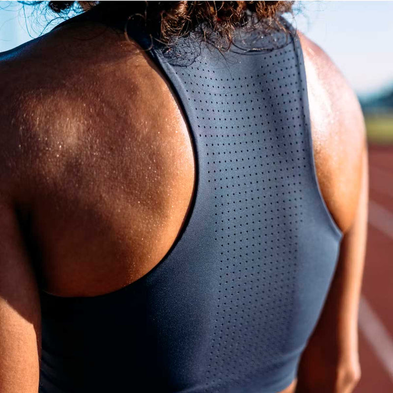 Bra Deportivo Tracksmith Strata Zip Azul Dorado Mujer