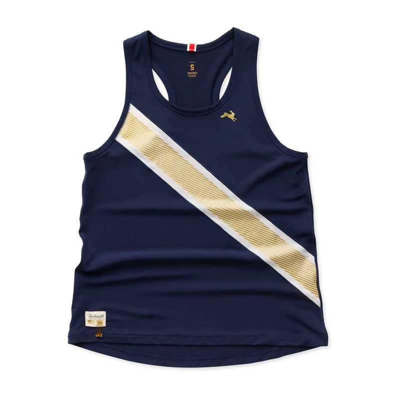 Playera Deportiva Tracksmith Strata Singlet Navy Dorado Mujer