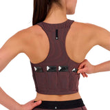 Race Crop Bandit Striped Cadence™ Zip Front Black Mauve Mujer