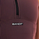 Race Crop Bandit Striped Cadence™ Zip Front Black Mauve Mujer