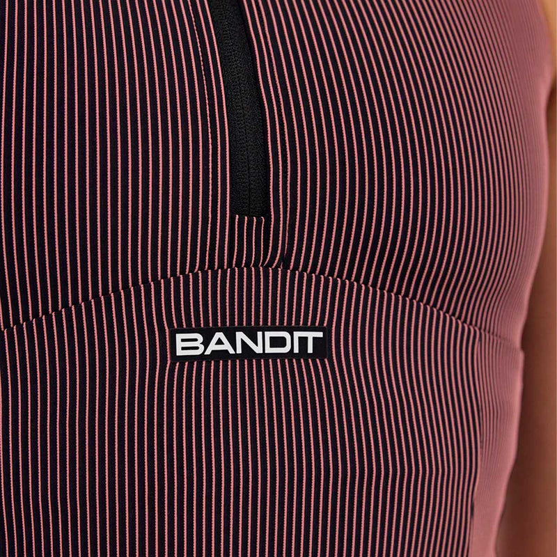 Race Crop Bandit Striped Cadence™ Zip Front Black Mauve Mujer