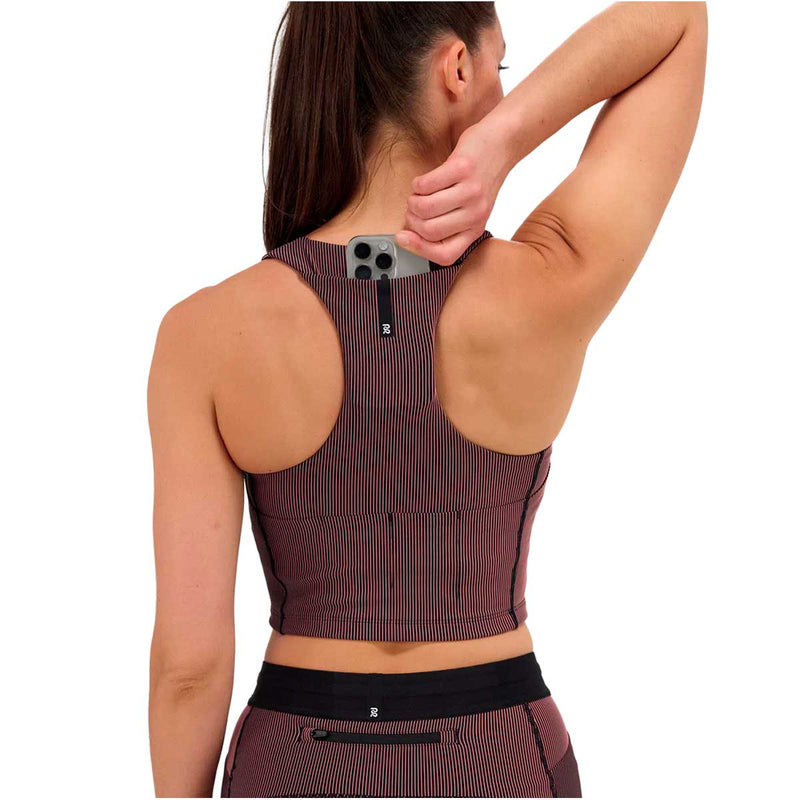 Race Crop Bandit Striped Cadence™ Zip Front Black Mauve Mujer