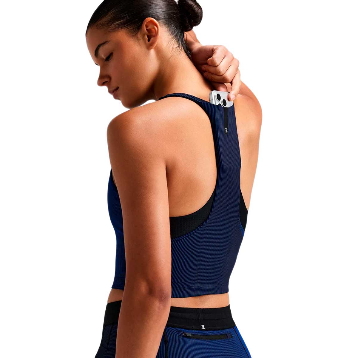 Race Crop Bandit Striped Cadence™ Zip Front T-Back Bauhaus Blue