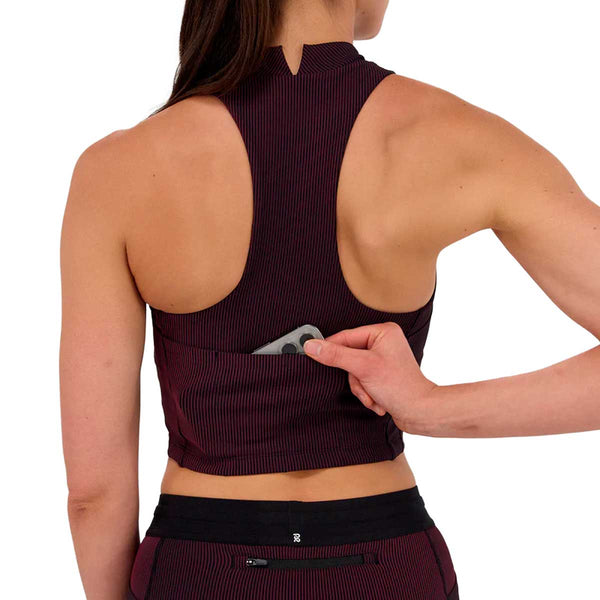 Race Crop Bandit Striped Cadence™ Mockneck Halter Black Fig Mujer