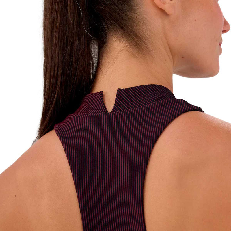 Race Crop Bandit Striped Cadence™ Mockneck Halter Black Fig Mujer