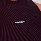 Race Crop Bandit Striped Cadence™ Mockneck Halter Black Fig Mujer